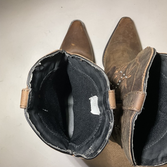 Santa Fe Boot Co Brown Leather Floral Jeweled Cowboy Western Boots Size 8.5 - Picture 3 of 12